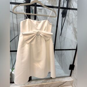 AS U WISH Juniors Strapless Satin Dress with Bow Detail - White Size 7